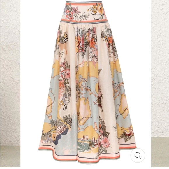 Floral Maxi Skirt in Cream and Blue - Picture 5 of 5